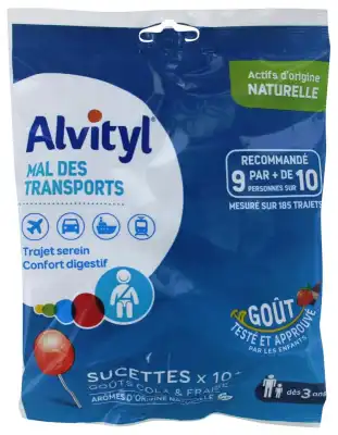 Alvityl Sucette Mal Des Transports Cola Fraise Sachet/10 à Saint-Brevin-les-Pins