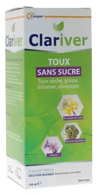 Clariver Toux Solution Buvable Sans Sucre Fl/120ml à Paris