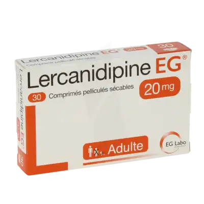 LERCANIDIPINE EG 20 mg, comprimé pelliculé sécable