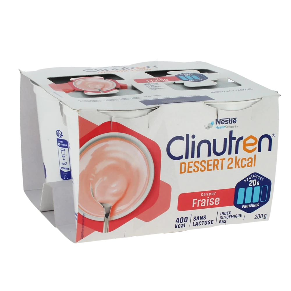 Clinutren Dessert 2.0 Kcal Nutriment Fraise 4 Cups/200g