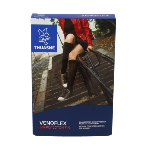 Thuasne Venoflex Simply 2 Chaussette Coton Fin Femme Crème T3n