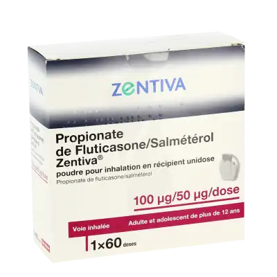 Propionate De Fluticasone/salmeterol Zentiva 100 Microgrammes/50 Microgrammes/dose, Poudre Pour Inhalation En Récipient Unidose à Bordeaux