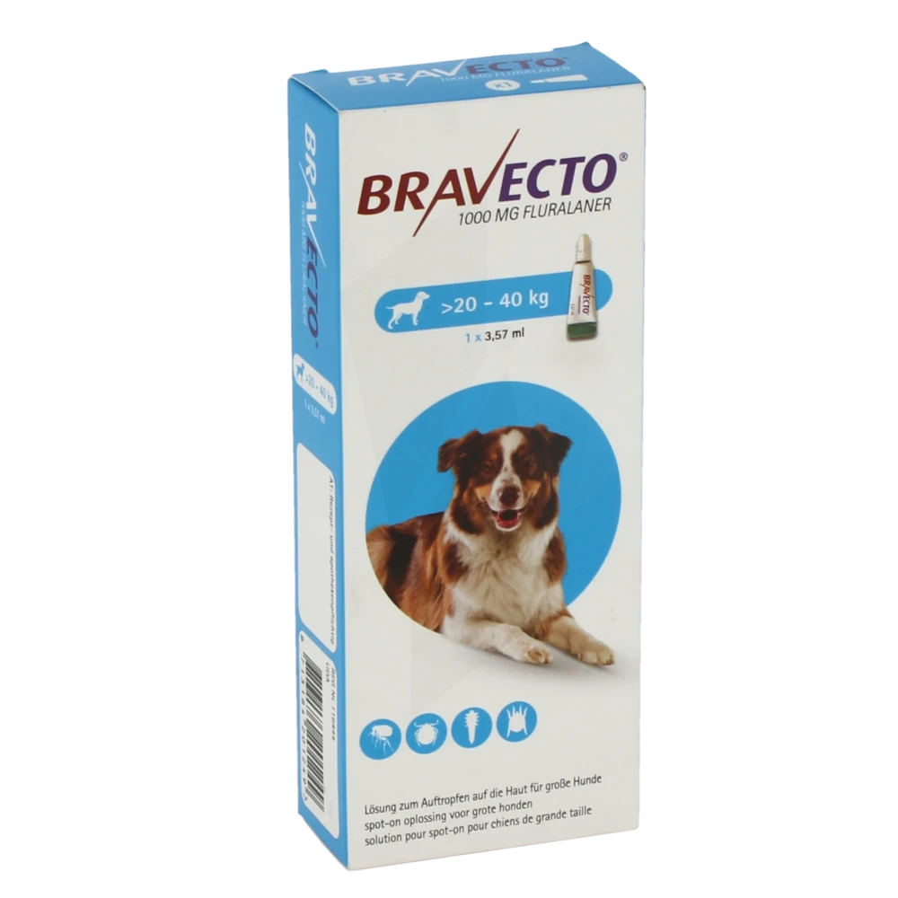 Bravecto 1000 Mg Solution Pour Spot-on Pour Chiens De Grande Taille (> 20 - 40 Kg), Solution Pour Spot-on