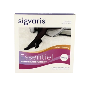 Sigvaris Essentiel Semi-transparent Bas Auto-fixants  Femme Classe 2 Chocolat Small Normal