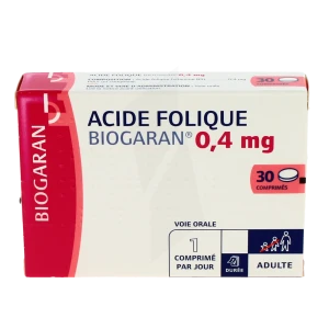 Acide Folique Biogaran 0,4 Mg, Comprimé