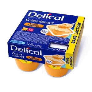 Delical Crème Dessert Sans Lactose Nutriment Abricot 4pots/200g
