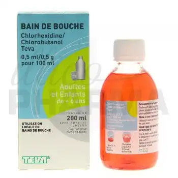Chlorhexidine/chlorobutanol Teva 0,5 Ml/0,5 G Pour 100 Ml, Solution Pour Bain De Bouche  Fl/500ml à Pau