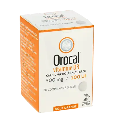 OROCAL VITAMINE D3 500 mg/200 UI, comprimé à sucer