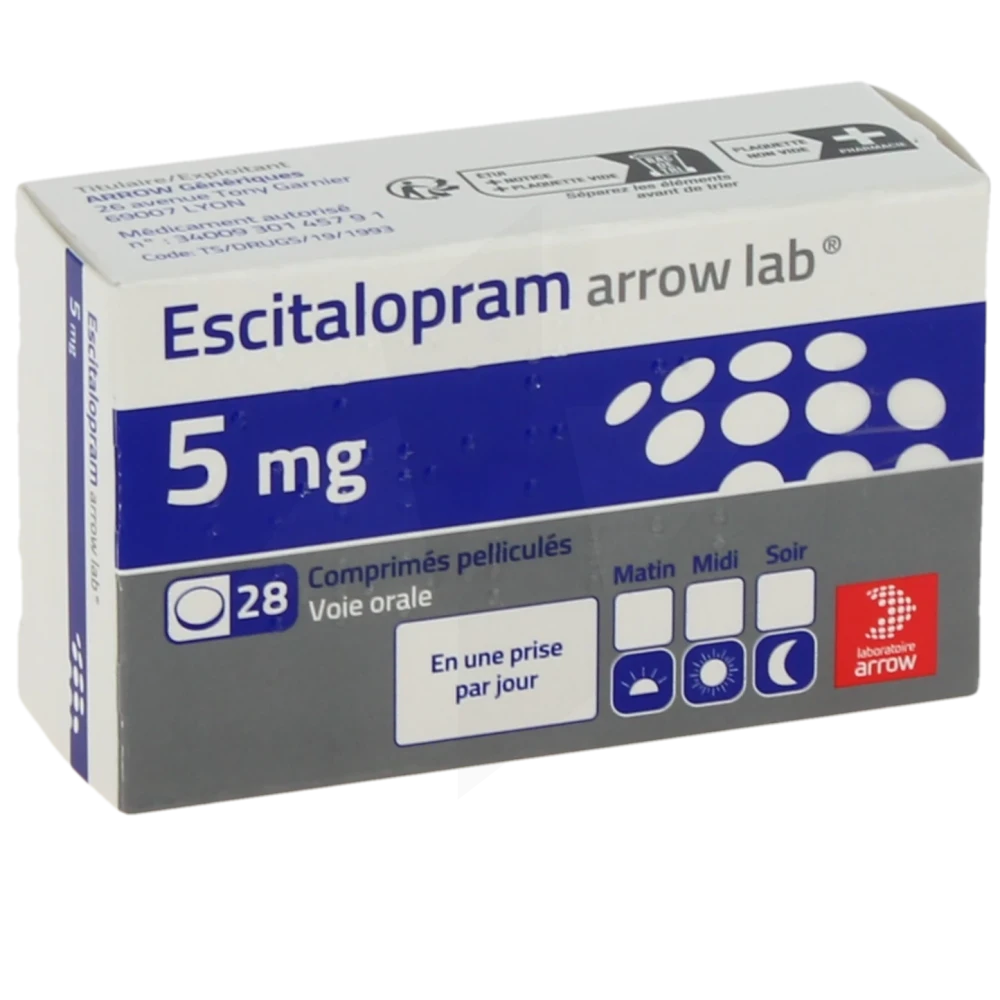 Escitalopram Arrow Lab 5 Mg, Comprimé Pelliculé