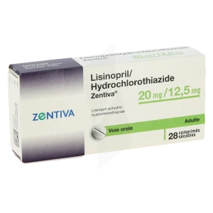 Lisinopril/hydrochlorothiazide Zentiva 20 Mg/12,5 Mg, Comprimé Sécable