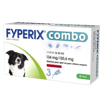 Fyperix Combo 134 Mg/120,6 Mg Solution Pour Spot-on Chien Moyen 3pipettes/1,34ml à Nice