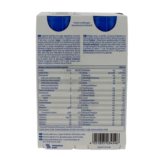 Fresubin 2 Kcal Fibre Drink Nutriment Chocolat 4bouteilles/200ml