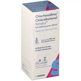 Chlorhexidine/chlorobutanol Sandoz 0,5 Ml/0,5 G Pour 100 Ml, Solution Pour Bain De Bouche En Flacon à AURILLAC