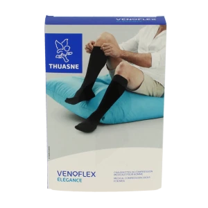 Venoflex Elegance 2 Chaussette Maille Côtelée Homme Marine Taille 3l