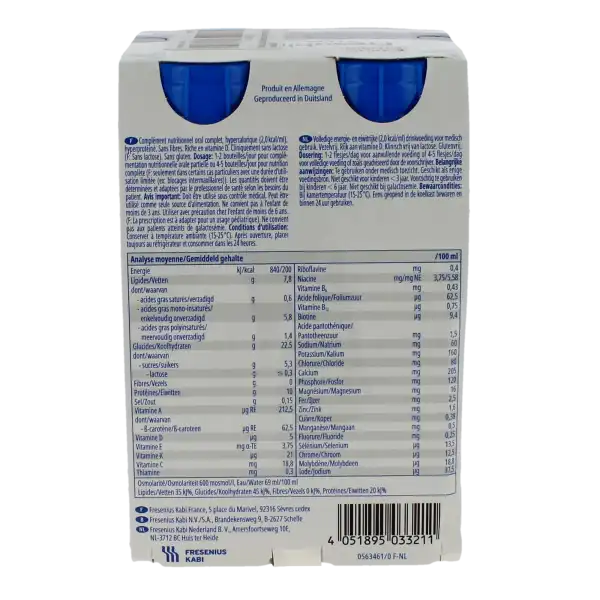 Fresubin 2 Kcal Drink Nutriment Pêche Abricot 4bouteilles/200ml