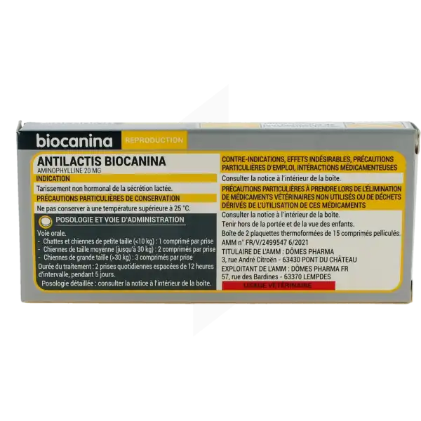Antilactis Biocanina 20 Mg Comprimes Pellicules Pour Chiens Et Chats, Comprimé Pelliculé