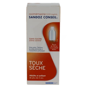 Oxomemazine Sandoz Conseil 0,33 Mg/ml Sans Sucre, Solution Buvable édulcorée à L'acésulfame Potassique