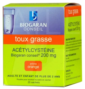 Acetylcysteine Biogaran Conseil 200 Mg, Poudre Pour Solution Buvable En Sachet
