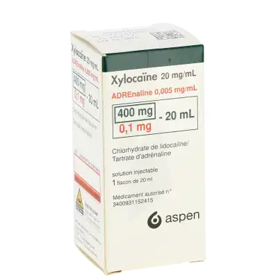 Xylocaine 20 Mg/ml Adrenaline 0,005 Mg/ml, Solution Injectable à Paris