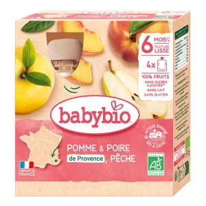 Babybio Alimentation Infantile Pomme Poire Pêche 4gourdes/90g