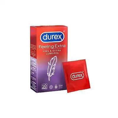 Durex Feeling Extra Préservatif Lubrifié Avec Réservoir B/10 à Hendaye