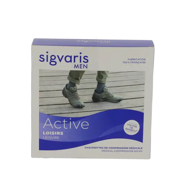 Sigvaris 2 Active Loisirs New Chaussette Homme Noir Mn