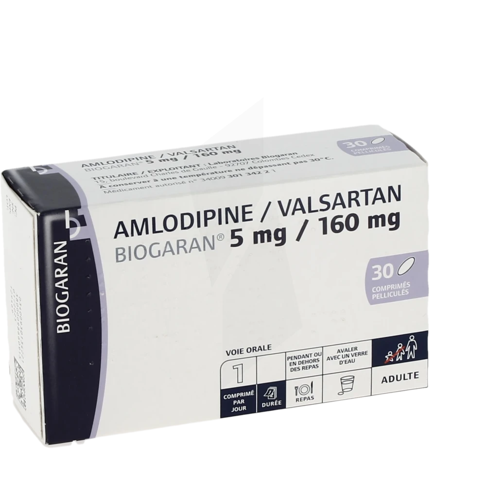 Amlodipine/valsartan Biogaran 5 Mg/160 Mg, Comprimé Pelliculé