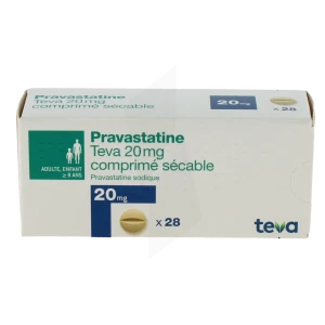 Pravastatine Teva 20 Mg, Comprimé Sécable