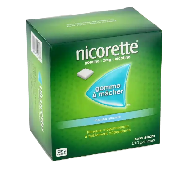 Nicorette 2 Mg Gom à Mâcher Médic Sans Sucre Menthe Glaciale Plq/210gom