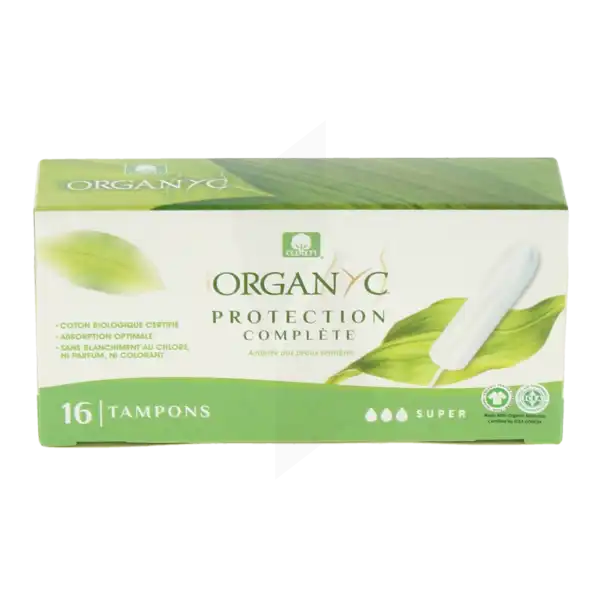 Organyc Tampon Périodique Coton Bio Super B/16