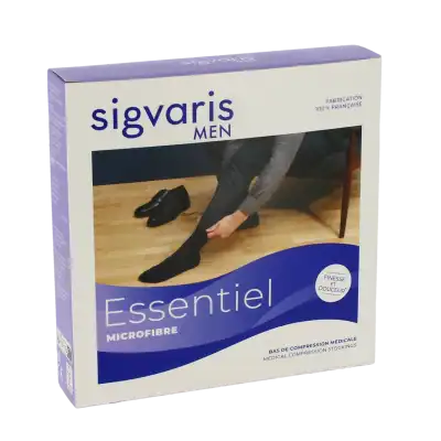 Sigvaris Essentiel Microfibre Bas Auto-fixants Po Homme Classe 2 Noir Small Normal à Saint-Avold