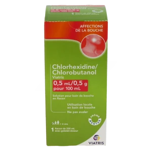 Chlorhexidine/chlorobutanol Viatris 0,5 Ml/0,5 G Pour 100 Ml, Solution Pour Bain De Bouche En Flacon