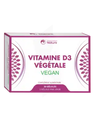 Prescription Nature Vitamine D3 Végétale Bio Gélules B/30 à Nice