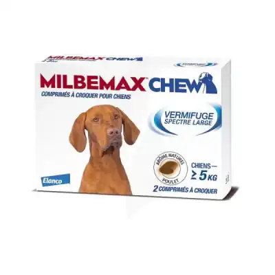 Milbemax Chew Comprimés à Croquer Chien > 5kg B/2 à Mérignac
