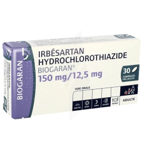 Irbesartan/hydrochlorothiazide Biogaran 150 Mg/12,5 Mg, Comprimé Pelliculé