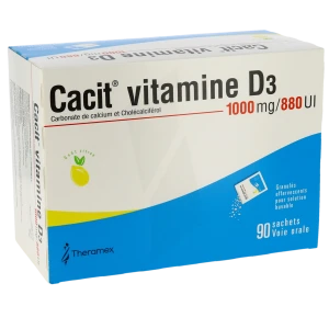 Cacit Vitamine D3 1000 Mg/880 Ui, Granulés Effervescents 90sach/8g