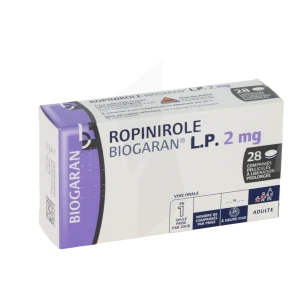 Ropinirole Biogaran Lp 2 Mg, Comprimé Pelliculé à Libération Prolongée