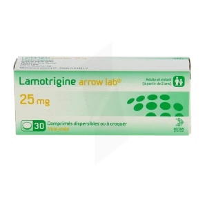 Lamotrigine Arrow Lab 25 Mg, Comprimé Dispersible Ou à Croquer