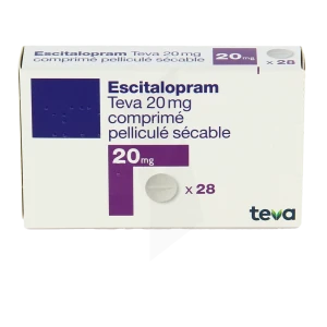 Escitalopram Teva 20 Mg, Comprimé Pelliculé Sécable