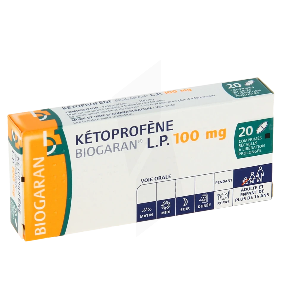 Ketoprofene Biogaran Lp 100 Mg, Comprimé Sécable à Libération Prolongée