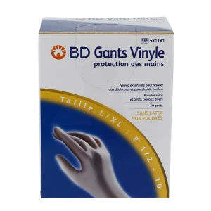 Bd Gants Vinyle, Large - Extralarge, 8 1/2 - 10, Bt 50