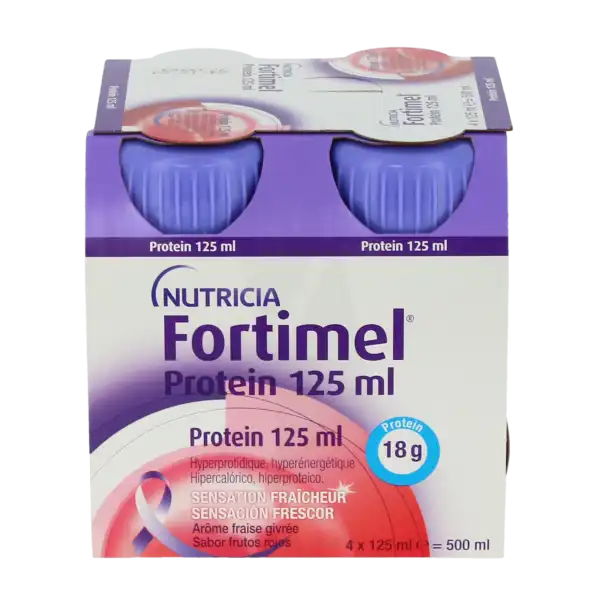 Fortimel Protein Sensation Fraîcheur Nutriment Fraise Givrée 4 Bouteilles/125ml