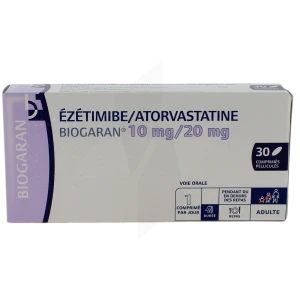 Ezetimibe/atorvastatine Biogaran 10 Mg/20 Mg Cpr Pell Plq/30