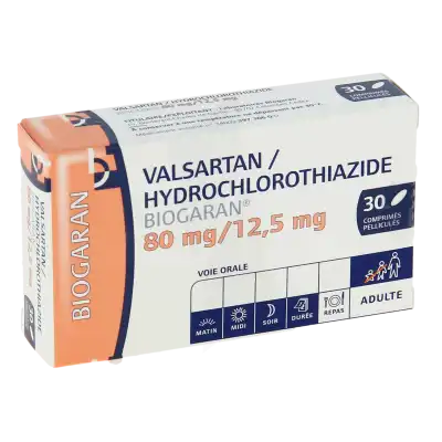 Valsartan Hydrochlorothiazide Biogaran 80 Mg/12,5 Mg, Comprimé Pelliculé à TOULON