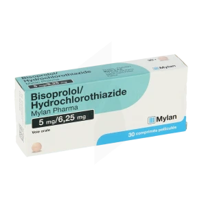 Bisoprolol/hydrochlorothiazide Viatris 5 Mg/6,25 Mg, Comprimé Pelliculé