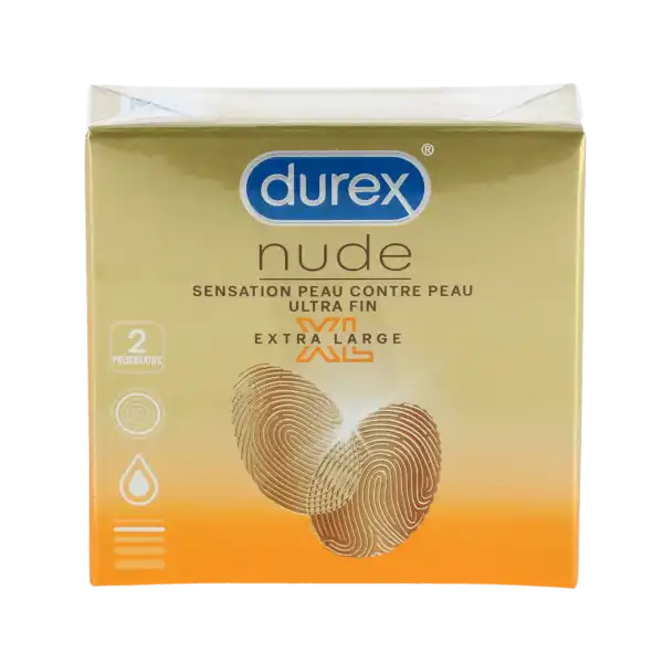 Durex Nude Préservatif Lubrifié Xl B/2