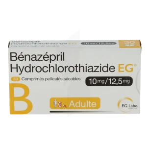 Benazepril Hydrochlorothiazide Eg 10 Mg/12,5 Mg, Comprimé Pelliculé Sécable