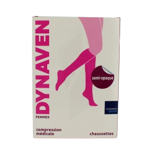 Sigvaris Dynaven Semi-opaque Chaussette Classe 2 Femme Noir Long M+