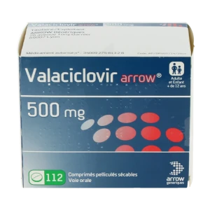 Valaciclovir Arrow 500 Mg, Comprimé Pelliculé Sécable