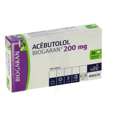 Acebutolol Biogaran 200 Mg, Comprimé Pelliculé à Casteljaloux